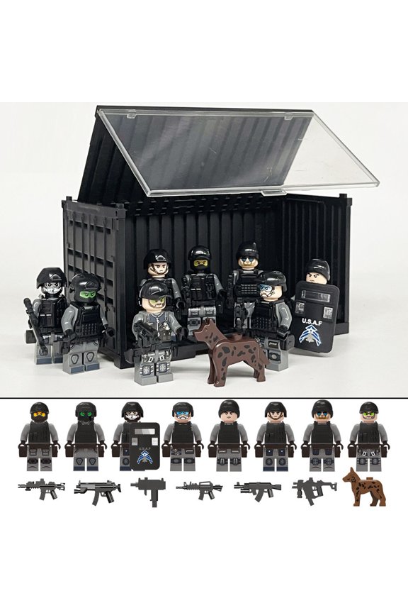 USAF Team Special Forces 8 Custom Minifigures + Container Box Display - H9