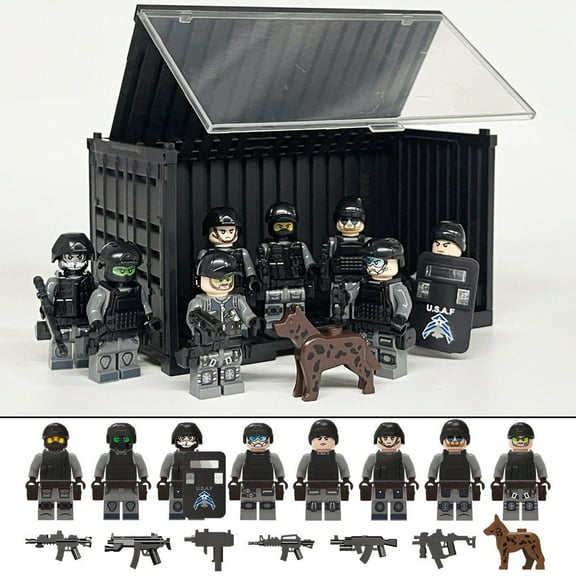 USAF Team Special Forces 8 Custom Minifigures + Container Box Display - H9