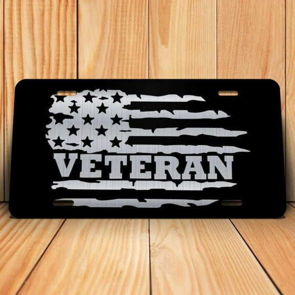 USAF USMC Army Navy Veteran License Plate | Military Vet License Plate - Aluminum ( 12 inch x 6 inch )