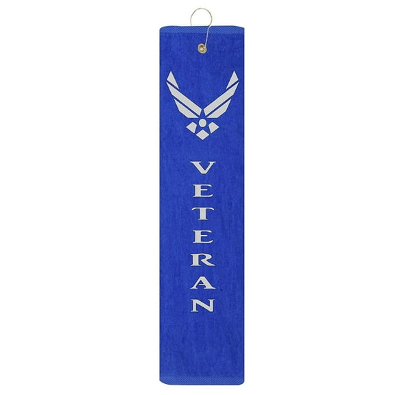 USAF Veteran Air Force Tri-fold Golf Towel With Grommet & Hook Father's Day Club Ball Tee Golfing Gift Birthday 15" x 18"