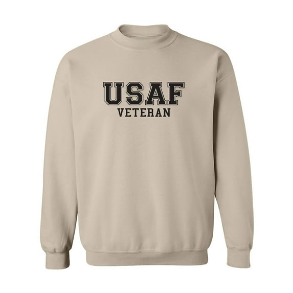 USAF Veteran Military Style Crewneck Sweatshirt in Sand