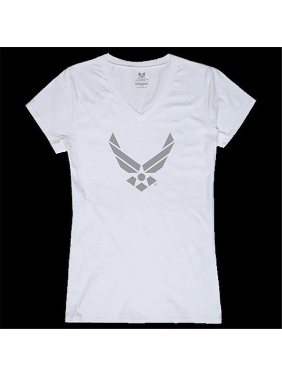 USAF Wing Graphic V-Neck T-Shirts, White - Extra Large