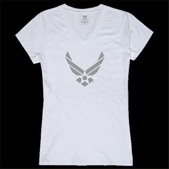 USAF Wing Graphic V-Neck T-Shirts, White - Extra Large