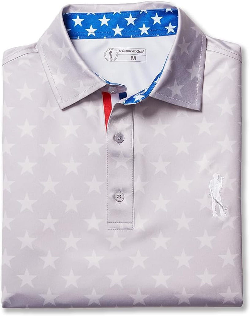 USAG Men's High Performance Dry Fit Short Sleeve Golf Polo Shirt