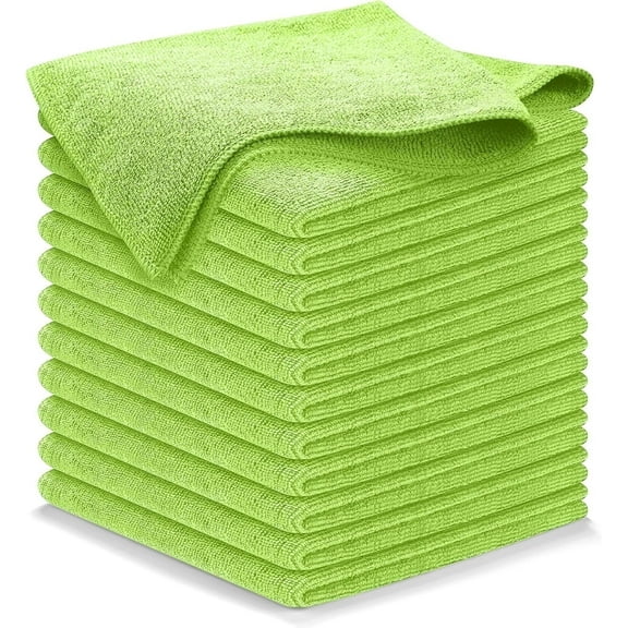 USANOOKS Microfiber Cleaning Cloth for Kitchen, Home & Automotive -Green- Pack of 12 (12.5"x12.5")