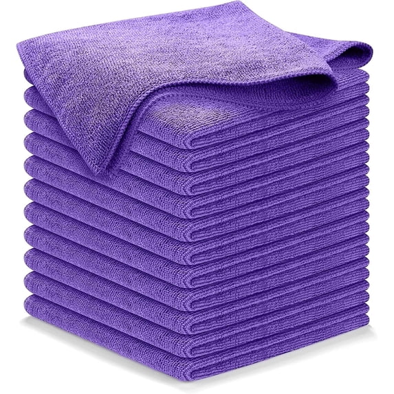 USANOOKS Microfiber Cleaning Cloths-Microfiber Towels-Purple- Pack of 12 (12.5"x12.5")
