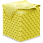 USANOOKS Microfiber Cleaning Cloths-Microfiber Towels-Yellow- Pack of 12 (12.5"x12.5")