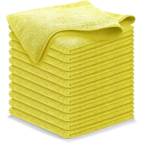 USANOOKS Microfiber Cleaning Cloth for Kitchen, Home & Automotive -Yellow- Pack of 12 (12.5"x12.5")