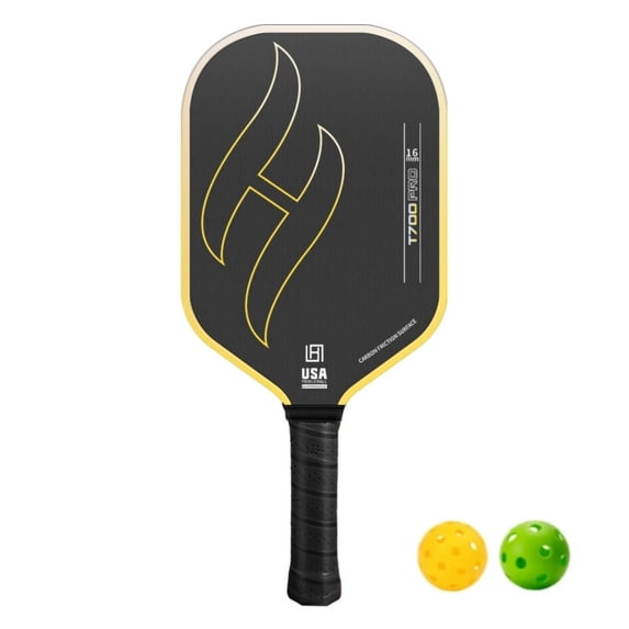 USAPA Approved Carbon Fiber Pickleball Paddles(16mm) Sandblasted Surface T700 Pickle Ball Rackets for All Skill Level Bubble, 1 Paddle, 2 Balls
