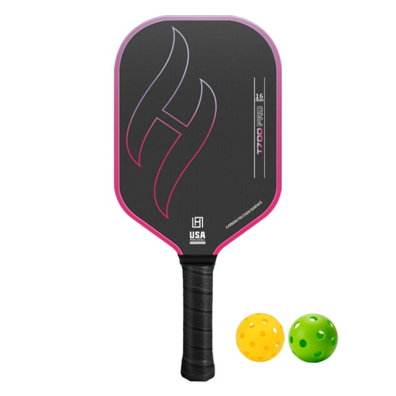 USAPA Approved Pickleball Paddles Racket with T700 Carbon Fiber, 16mm Honeycomb Core, Spin Surface, Pro Power Speed & Control,Includes 2 Pickleballs