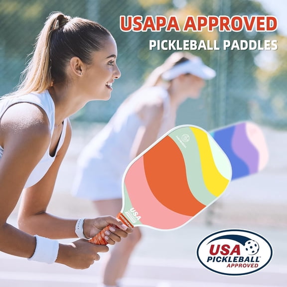 USAPA Approved Pickleball Paddles Set of 2 or 4 with 4 Balls and Bag - Fiberglass Rackets for Beginners