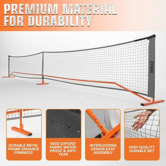 USAPA Official Size 22FT Portable Pickleball Net - Indoor/Outdoor Full Court Set with Metal Frame & Duffle Bag