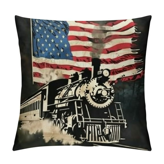 USAPatriotism Americans Train Throw Pillow