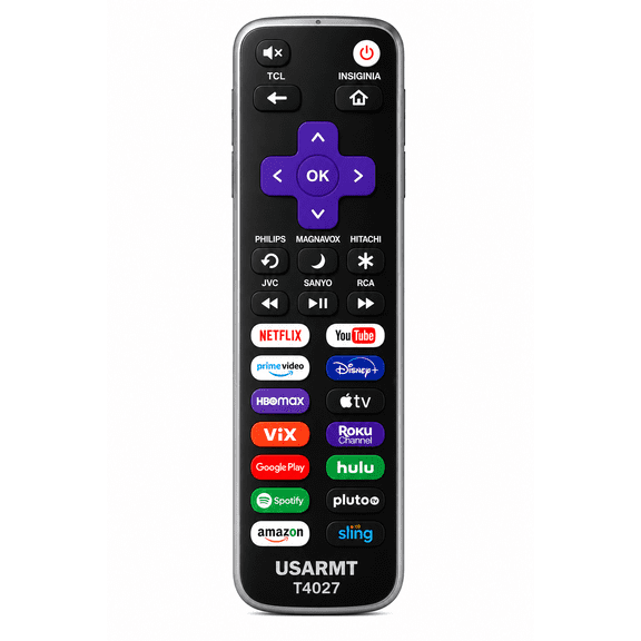 USARMT Universal Remote Control T4027 for TCL Roku TV, Compatible with TCL/Insignia/Philips/Hitachi/JVC/Sanyo/RCA/Magnavox Smart TV, with Netflix/YouTube/Prime Video/Disney+ NOT FOR ROKU STICK),