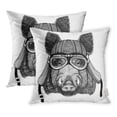 thumbnail image 1 of USART APER Boar Hog Wild Animal Wearing Biker Motorcycle Aviator Fly Club Helmet Pillow Case Pillow Cover 18x18 inch Set of 2, 1 of 1