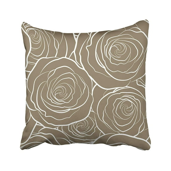 USART Abstract Beautiful Rose Flowers in Brown Colors Roses Silhouette Coral Anniversary Pillow Case Pillow Cover 18x18 inch Throw Pillow Covers