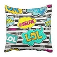thumbnail image 1 of USART Abstract with Pop Comicspeech Bubbles Modern Strips for Girls and Boys Lol Ok Pillowcase Cushion Cover 18x18 inch, 1 of 1