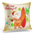 thumbnail image 1 of USART Beach Funny with Cartoon Santa Claus on Vacation Aloha Pillow Case Pillow Cover 18x18 inch, 1 of 1
