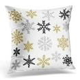 thumbnail image 1 of USART Black Christmas of Gold and Silver Snowflakes Holiday Collection White Cold Pillow Case Pillow Cover 20x20 inch, 1 of 1