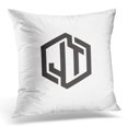 thumbnail image 1 of USART Black Geometric Jt Initial Letters Looping Linked Hexagon Monogram Abstract Pillow Case Pillow Cover 20x20 inch, 1 of 1