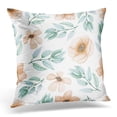 thumbnail image 1 of USART Blue Abstract Watercolor Flowers and Light Green Leaves Orange Floral Throw Pillow Case Pillow Cover Sofa Home Decor 16x16 Inches, 1 of 1