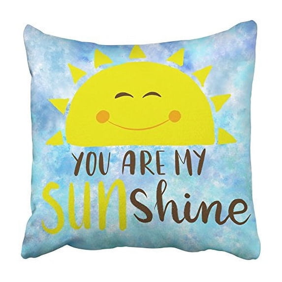 USART Blue Affection Smiling Sun with the Message You Are My Sunshine Yellow Bright Pillowcase Cushion Cover 20x20 inch