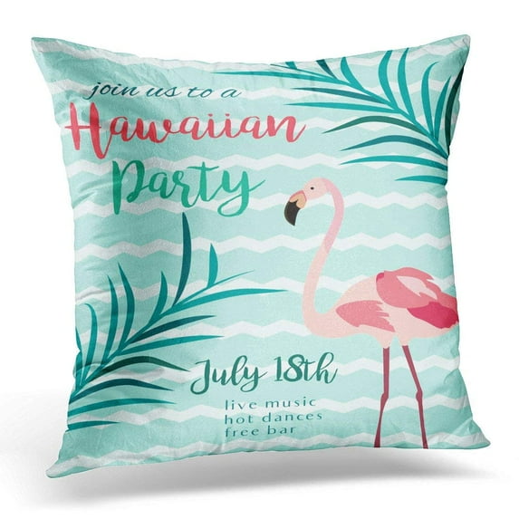 USART Blue Bali Tropical Floral with Toucan and Flamingo for Party Aloha Throw Pillow Case Pillow Cover Sofa Home Decor 16x16 Inches