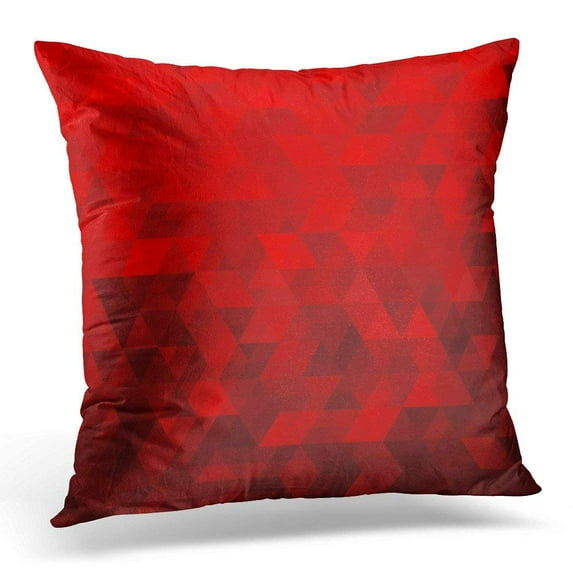USART Bright Colorful Glitter Red Abstract Geometric Triangle Polygon Pattern Blank Brilliant Pillow Case Cushion Cover 16x16 Inches