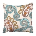 thumbnail image 1 of USART Brown Antique with Beige Paisley Turquoise Swirls with Festoons Yellow Complex East Pillowcase 18x18 inch, 1 of 1