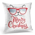 thumbnail image 1 of USART Character Christmas Cat in Glasses Funny Hand Drawing Calligraphy Cheshire Throw Pillow Case Pillow Cover Sofa Home Decor 16x16 Inches, 1 of 1