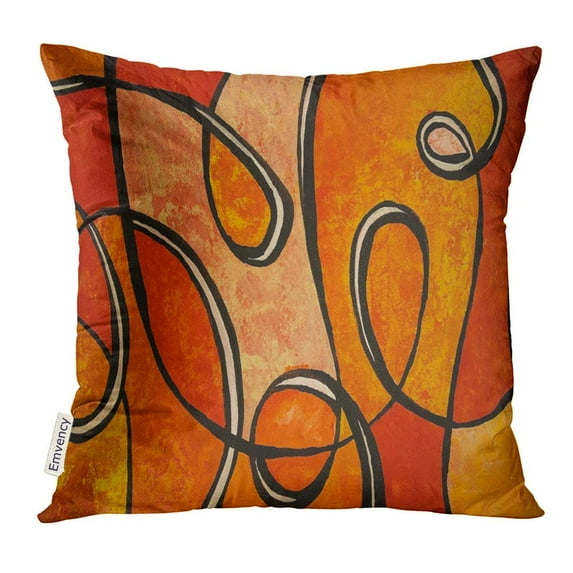 USART Colorful Acrylic Close Up Photograph of Abstract Painting Swirls in Shades Orange Hand on Red Artistic Pillow Case 18x18 Inches Pillowcase
