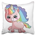 thumbnail image 1 of USART Colorful Animal Cartoon Unicorn with Rainbow Mane Sweet Pony for Children Pink Baby Pillowcase Cushion Cover 16x16 inch, 1 of 1