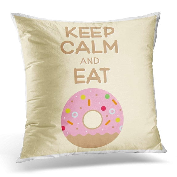 USART Colorful Bakery of Donut with Words Keep Calm and Eat Pink Delicious Pillows case 20x20 Inches Home Decor Sofa Cushion Cover