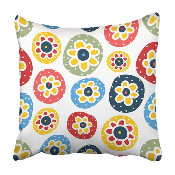 USART Colorful Floral Flowers Polka Dot Accent Arrangement Beauty Blossom Bohemian Boho Pillowcase 16x16 inch