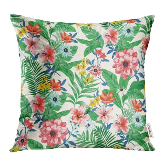 USART Colorful Floral Trendy Tropical Pattern Green Aloha Beach Bloom Blooming Brazil Pillowcase Cushion Cases 20x20 inch