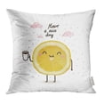thumbnail image 1 of USART Colorful Have Nice Day Cute Funny Cartoon with Lemon Drinking Coffee Tea Yellow Food Pillowcase Cushion Cover 16x16 inch, 1 of 1