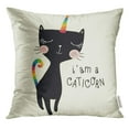 thumbnail image 1 of USART Cute Cat Valentine's Day Animal Drawing Cartoon Character Unicorn Children Silhouette Love Graphic Pillow Case 18x18 Inches Pillowcase, 1 of 1