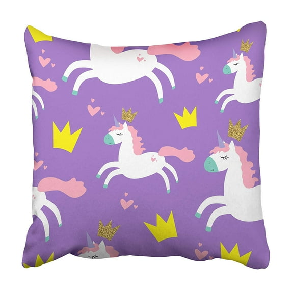 USART Cute Princess with Unicorn Crown Hearts Abstract for Girls Creative Products The Pillowcase 16x16 inch