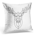thumbnail image 1 of USART Drawing Black Animal Head Deer Line White Antlers Emblem Pillow Case Cushion Cover 18x18 Inches, 1 of 1
