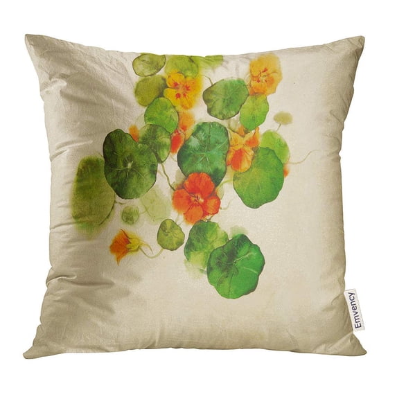 USART Flower Nasturtium Watercolor Artist Tanya Kazantseva Belarus Minsk Creation Date 2010 Painting Pillow Case 16x16 Inches Pillowcase