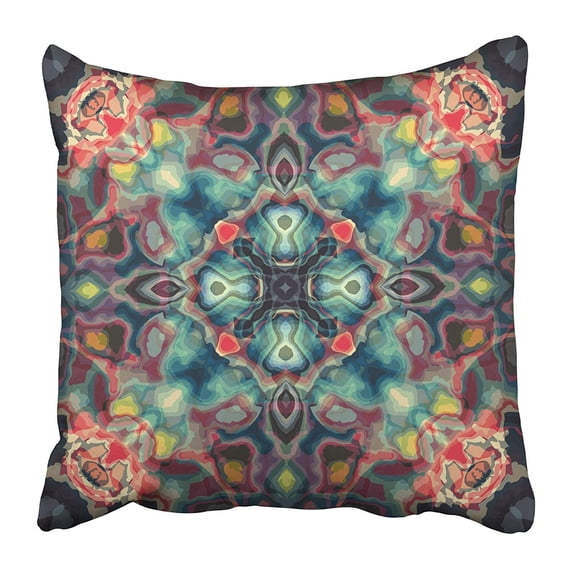 USART Flower New Abstract with Kaleidoscope Style Like Retro Renaissance Baroque Victorian Pillow Case Cushion Cover 18x18 inch