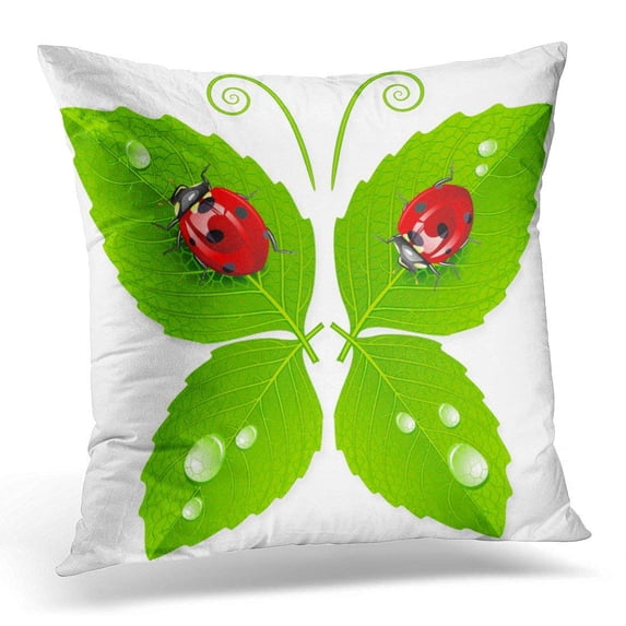 USART Green Bug Butterfly White Lady Pillows case 20x20 Inches Home Decor Sofa Cushion Cover