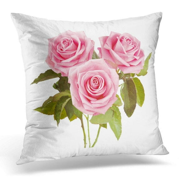 USART Green Flower Pink Roses Bunch White Bouquet Pillow Case Pillow Cover 20x20 inch