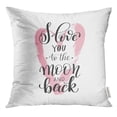 thumbnail image 1 of USART I Love You to The Moon and Back Handwritten Calligraphy Lettering Quote Valentines Day Design Wall Pillow Case 20x20 Inches Pillowcase, 1 of 1