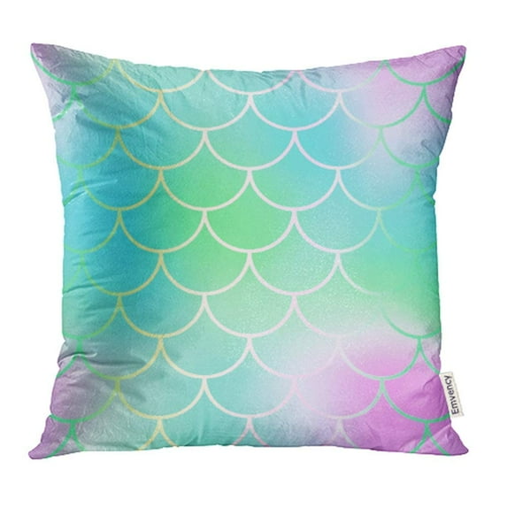 USART Magic Mermaid Fishscale Abstract Blurry Fantastic Fish Skin Scale Pastel Colors Pillow Case Pillow Cover 16x16 inch Throw Pillow Covers