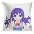 thumbnail image 1 of USART Manga Anime Happy Girl Show Hand V Symbol Headphones Pillow Case 20x20 Inches Pillowcase, 1 of 1