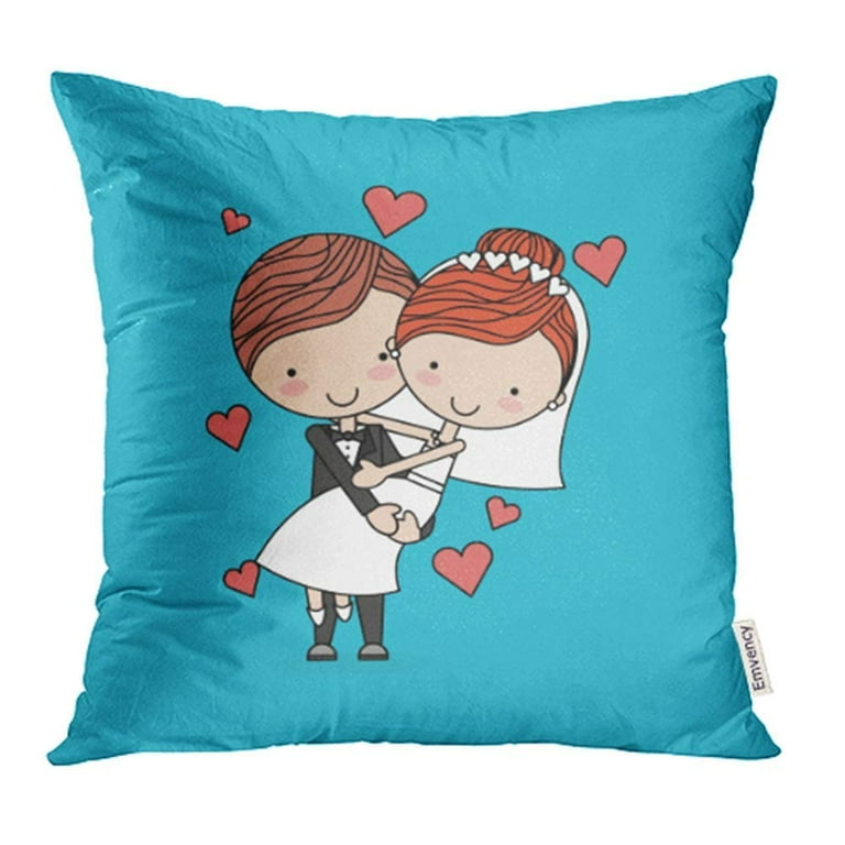 USART Married Couple Relationships Design Just Cartoon Beautiful Boyfriend Cute Dressing Pillowcase Cushion Cases 16x16 inch Walmart