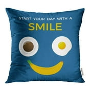 USART Morning Breakfast Encourage Concept Good Quote Smile Abstract Banana Pillowcase Cushion Cases 18x18 inch