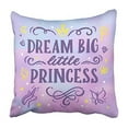 thumbnail image 1 of USART Pink Crown with Inscription Dream Big Little Princess in Calligraphic Brochures Pillowcase Cushion Cover 20x20 inch, 1 of 1