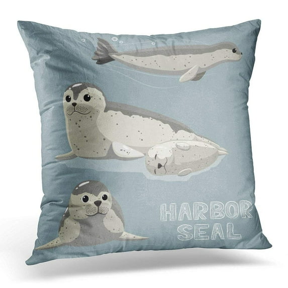 USART Sea Animal Harbor Seal Cartoon Lion Aquatic Pillow Case Cushion Cover 20x20 Inches